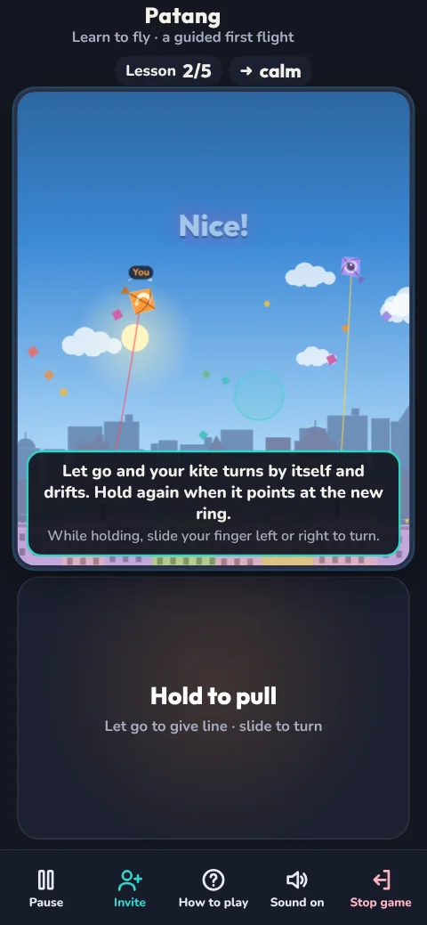 Patang: a one-minute guided first flight