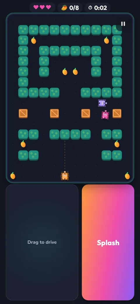 A Mango Mission, with mangoes to collect in a hedge maze and two guard tanks